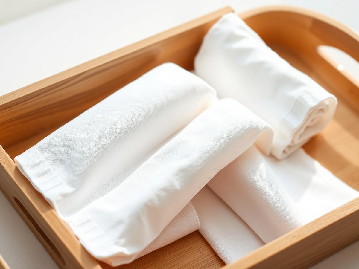 Pristine laundered napkins ready for delivery